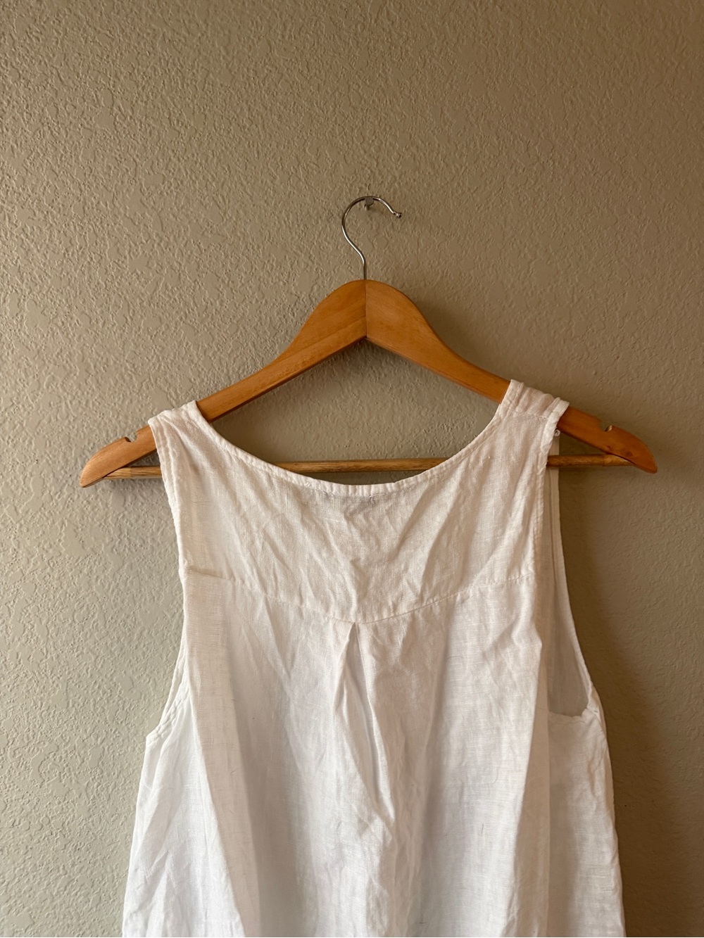 Francesca Bettini White Sleeveless Linen Blend Tank Top with Fringe Hem M - Picture 5 of 6